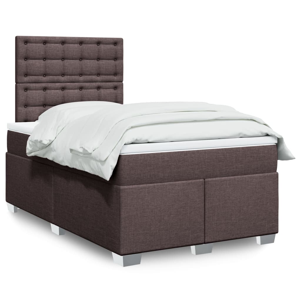 Box Spring Postel S Matrací Textil Tmavě Hnědá