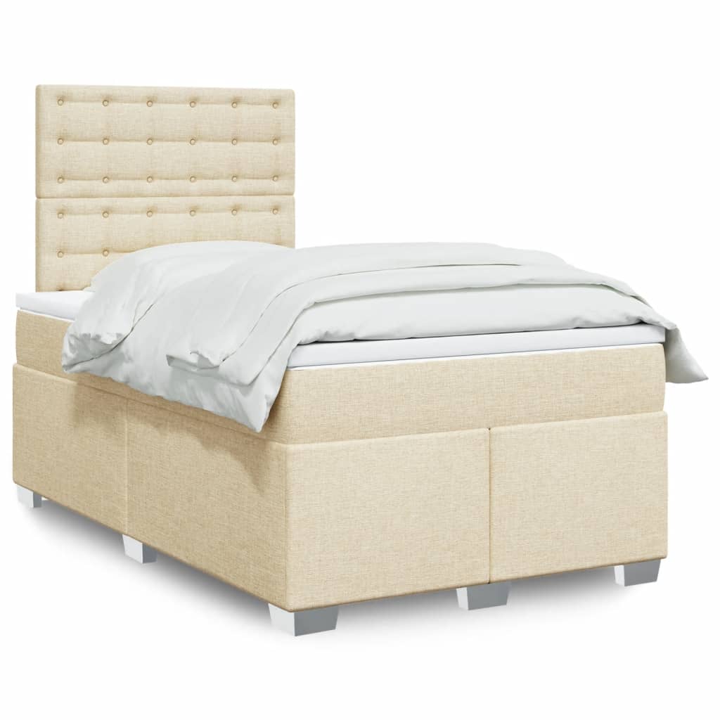 Box Spring Postel S Matrací Textil Krémová