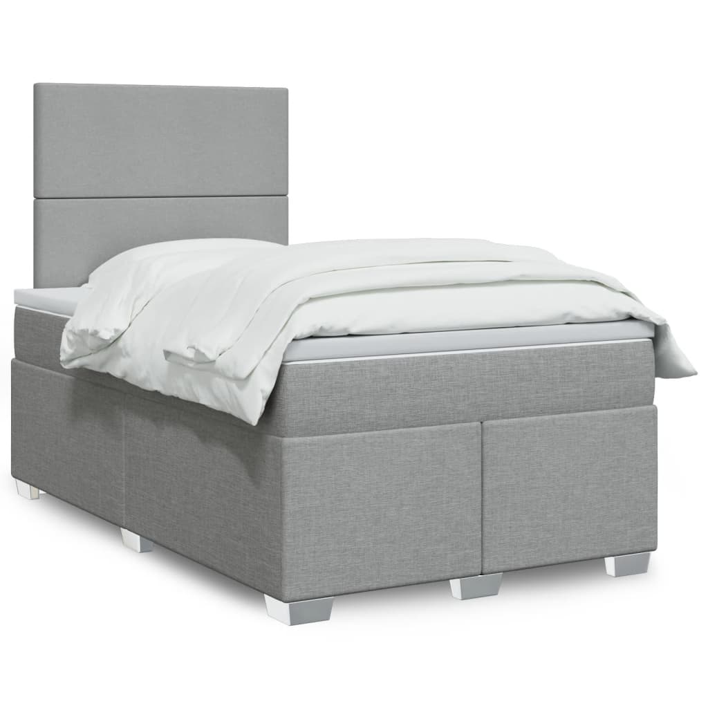 Box Spring Postel S Matrací Textil Světle Šedá