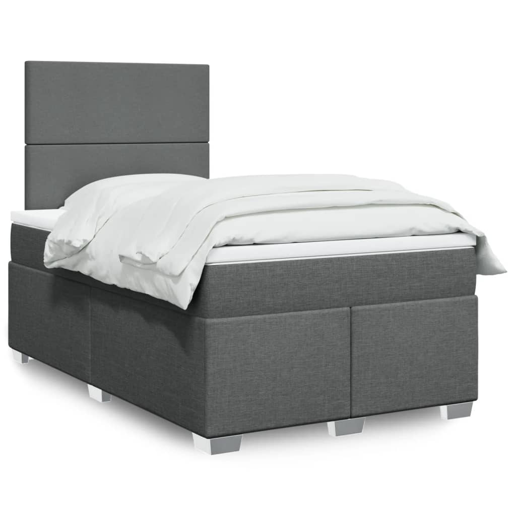 Box Spring Postel S Matrací Textil Tmavě Šedá