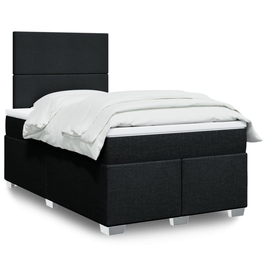 Box Spring Postel S Matrací Černá Textil Černá