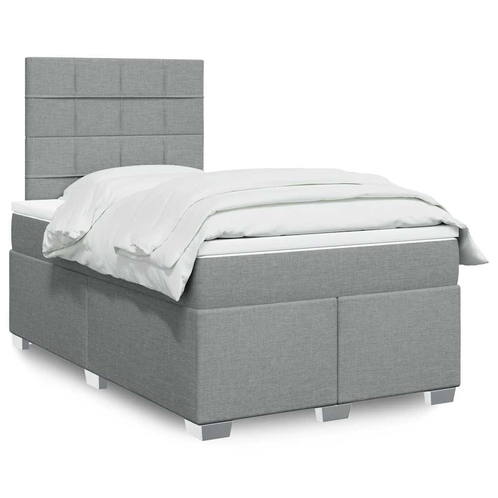 Box Spring Postel S Matrací Textil Světle Šedá