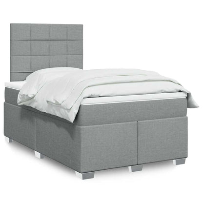 Box Spring Postel S Matrací Textil Světle Šedá