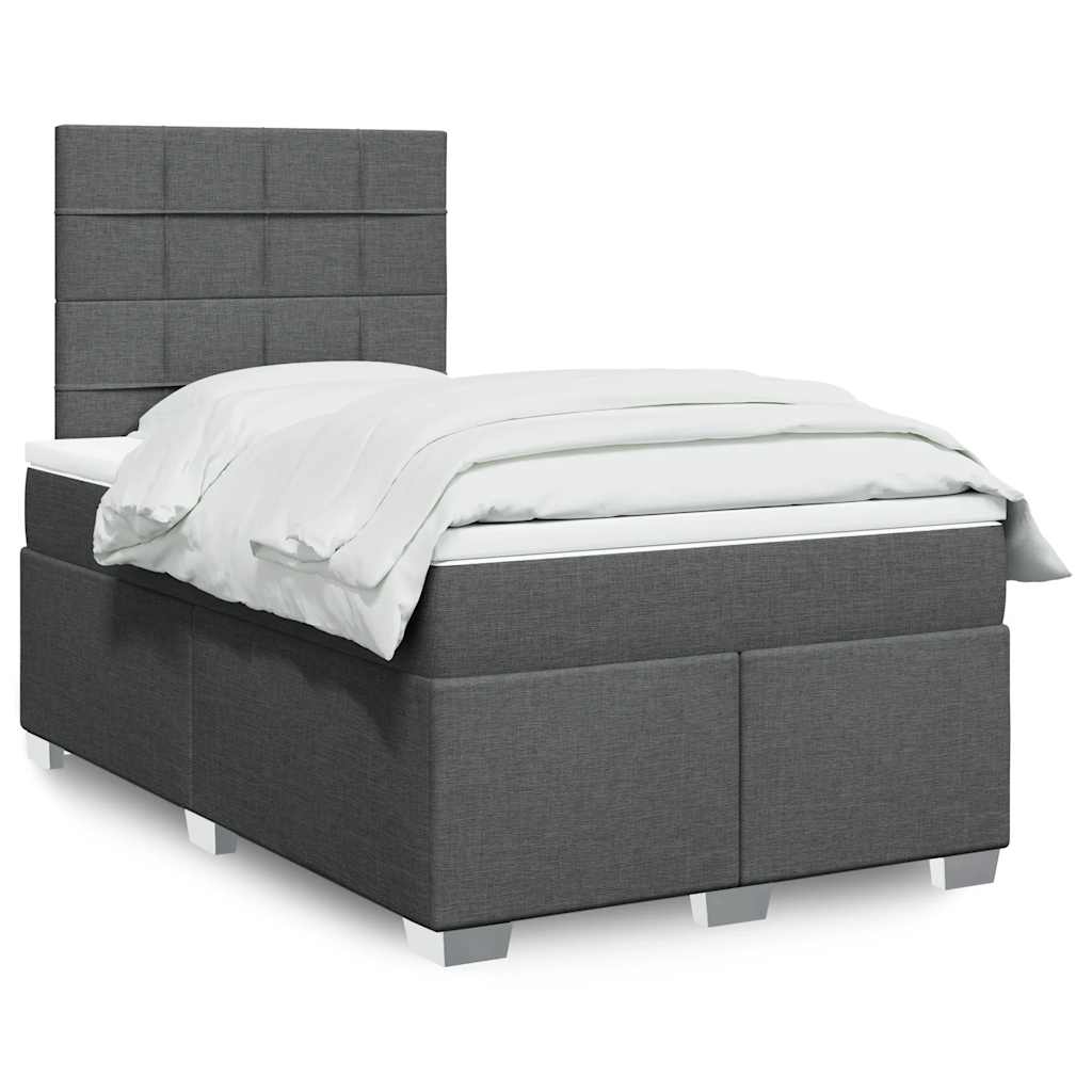 Box Spring Postel S Matrací Textil Tmavě Šedá