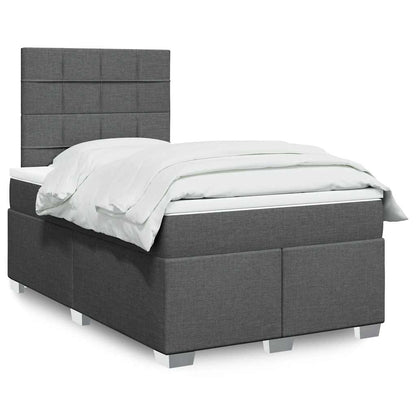 Box Spring Postel S Matrací Textil Tmavě Šedá