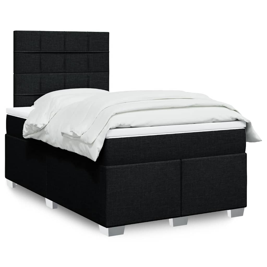 Box Spring Postel S Matrací Černá Textil Černá