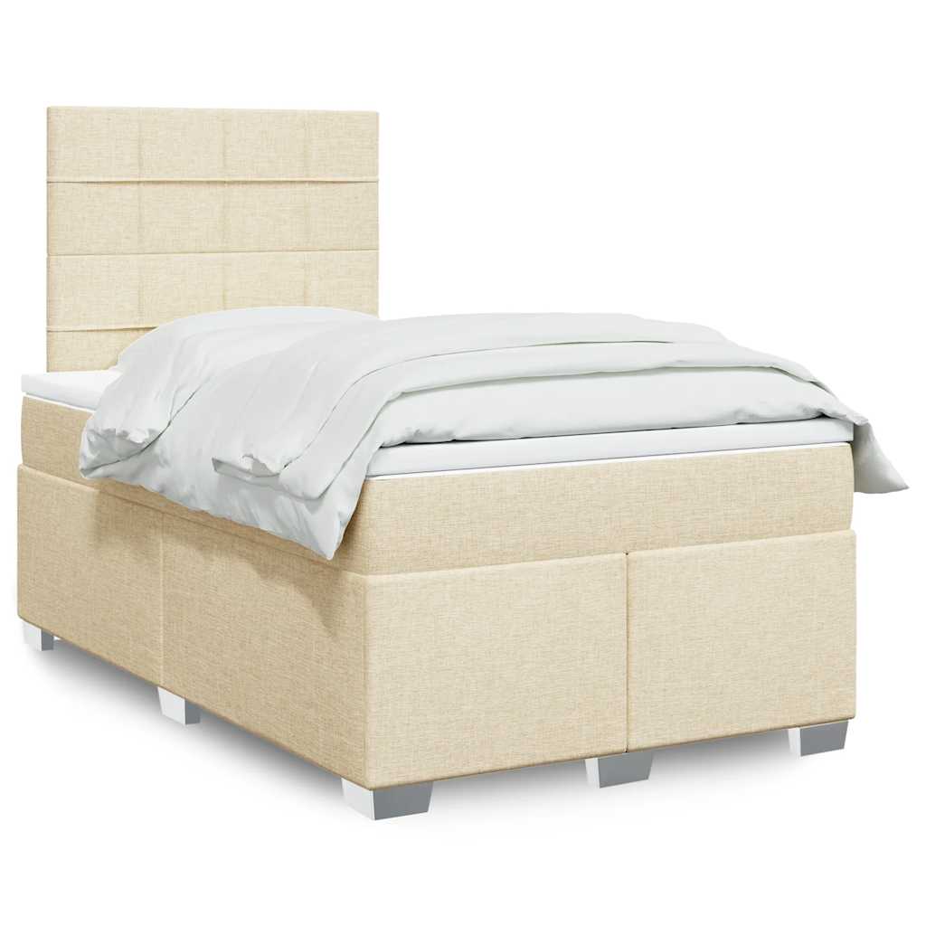 Box Spring Postel S Matrací Textil Krémová