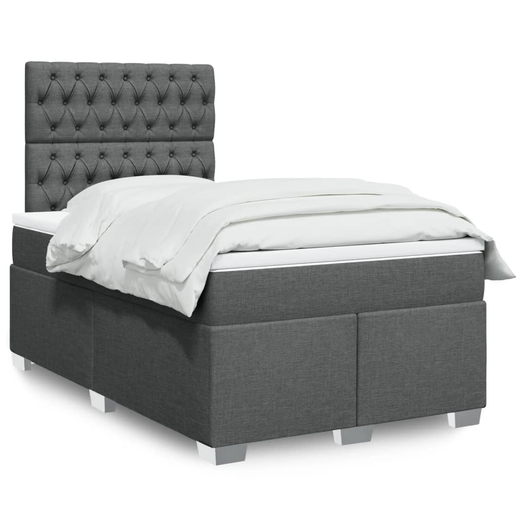 Box Spring Postel S Matrací Textil Tmavě Šedá