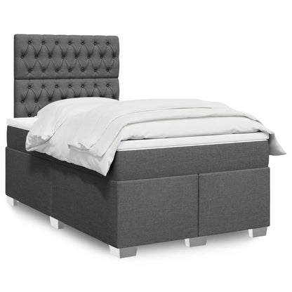 Box Spring Postel S Matrací Textil Tmavě Šedá