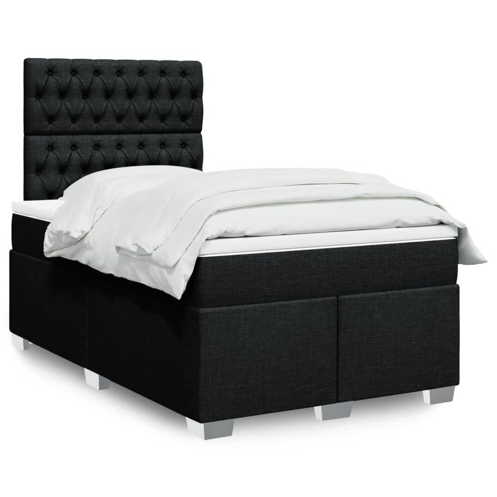 Box Spring Postel S Matrací Černá Textil Černá
