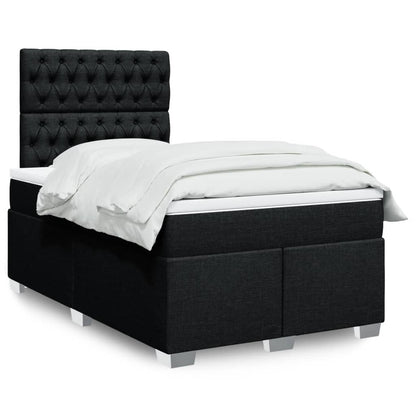 Box Spring Postel S Matrací Černá Textil Černá