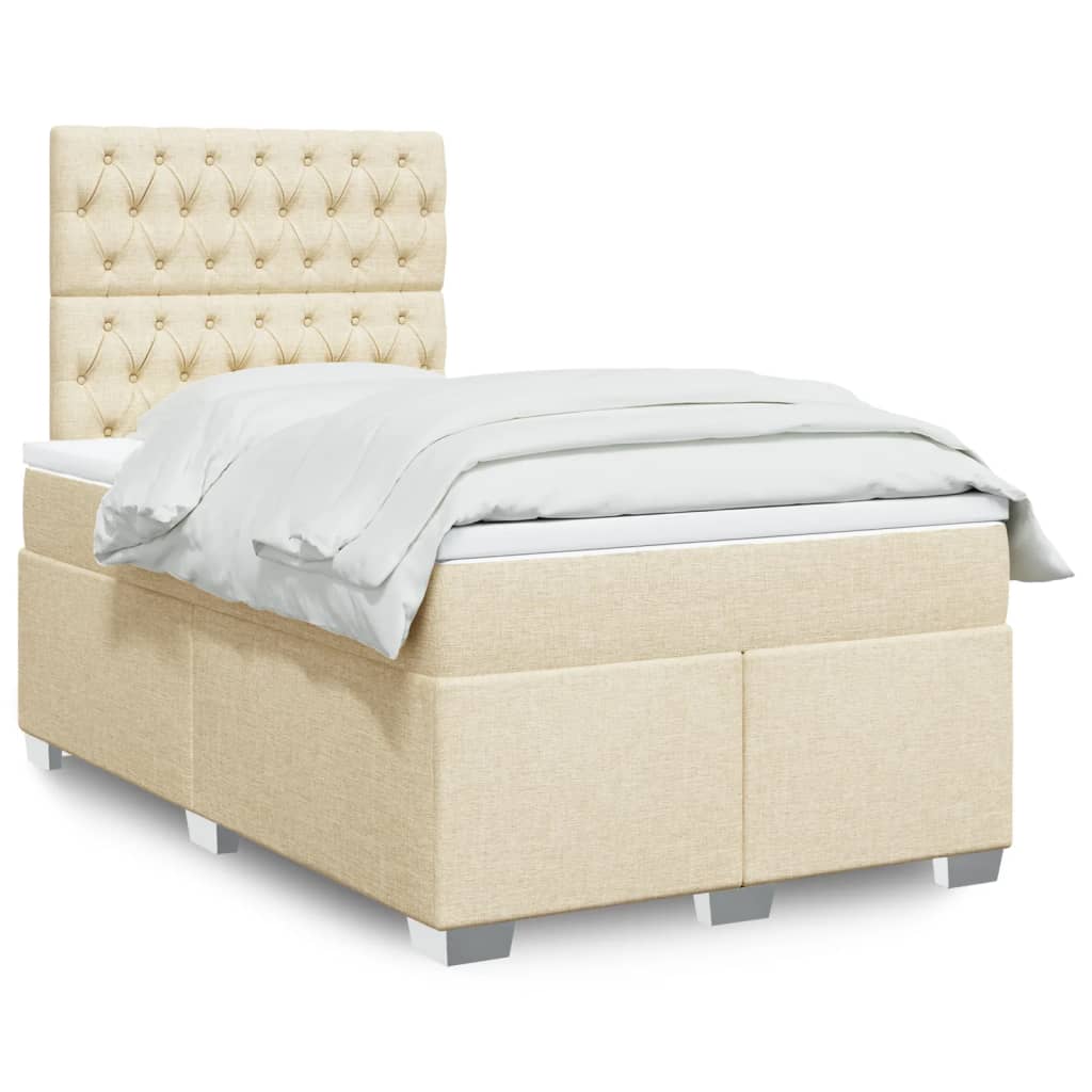 Box Spring Postel S Matrací Textil Krémová