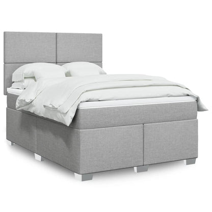 Box Spring Postel S Matrací Textil Světle Šedá