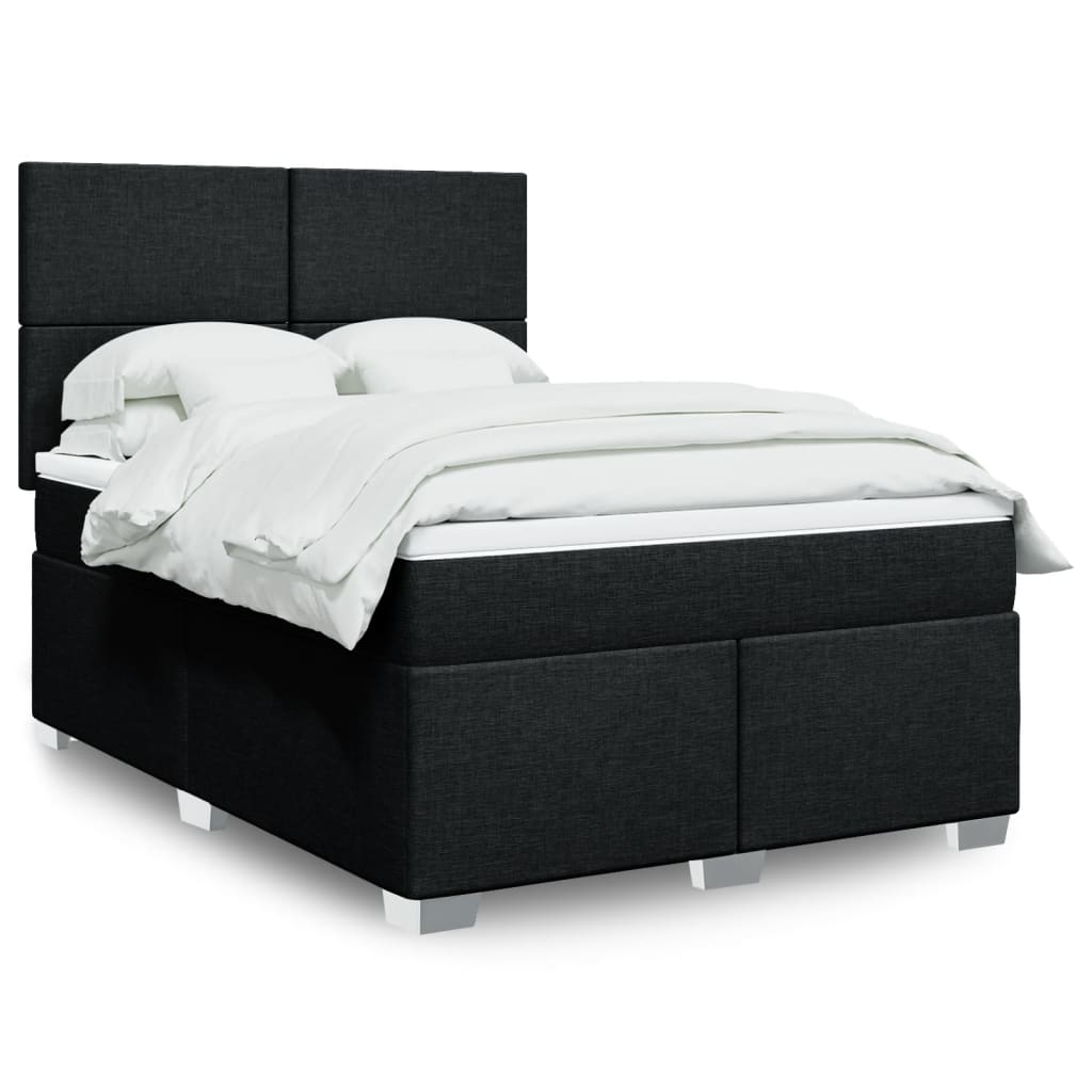 Box Spring Postel S Matrací Černá Textil Černá