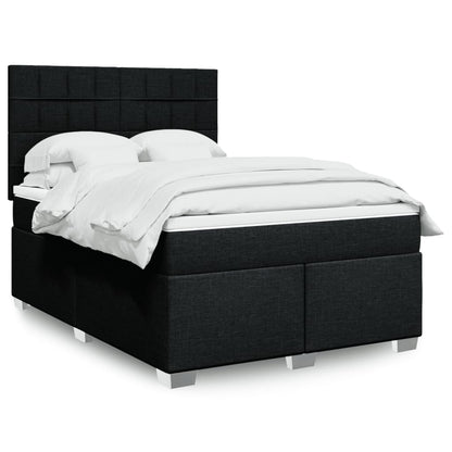 Box Spring Postel S Matrací Černá Textil Černá