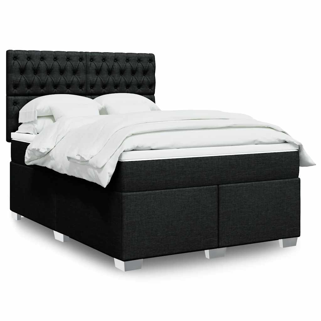 Box Spring Postel S Matrací Černá Textil Černá