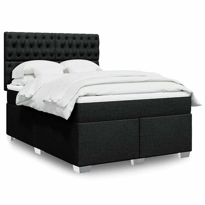 Box Spring Postel S Matrací Černá Textil Černá