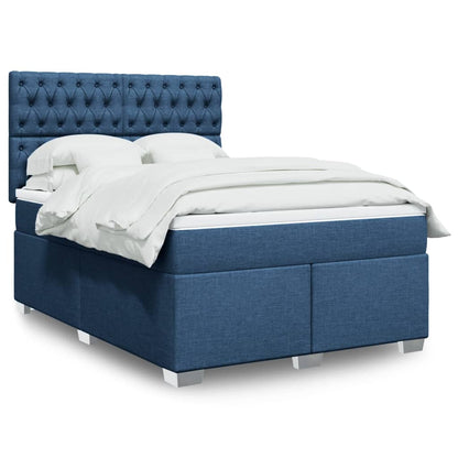 Box Spring Postel S Matrací Textil Modrá