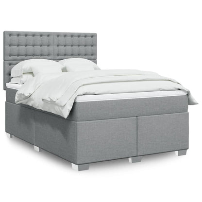Box Spring Postel S Matrací Textil Světle Šedá