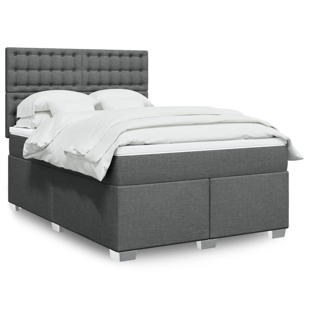 Box Spring Postel S Matrací Textil Tmavě Šedá