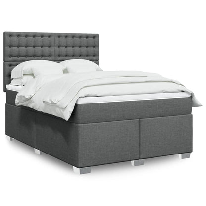 Box Spring Postel S Matrací Textil Tmavě Šedá
