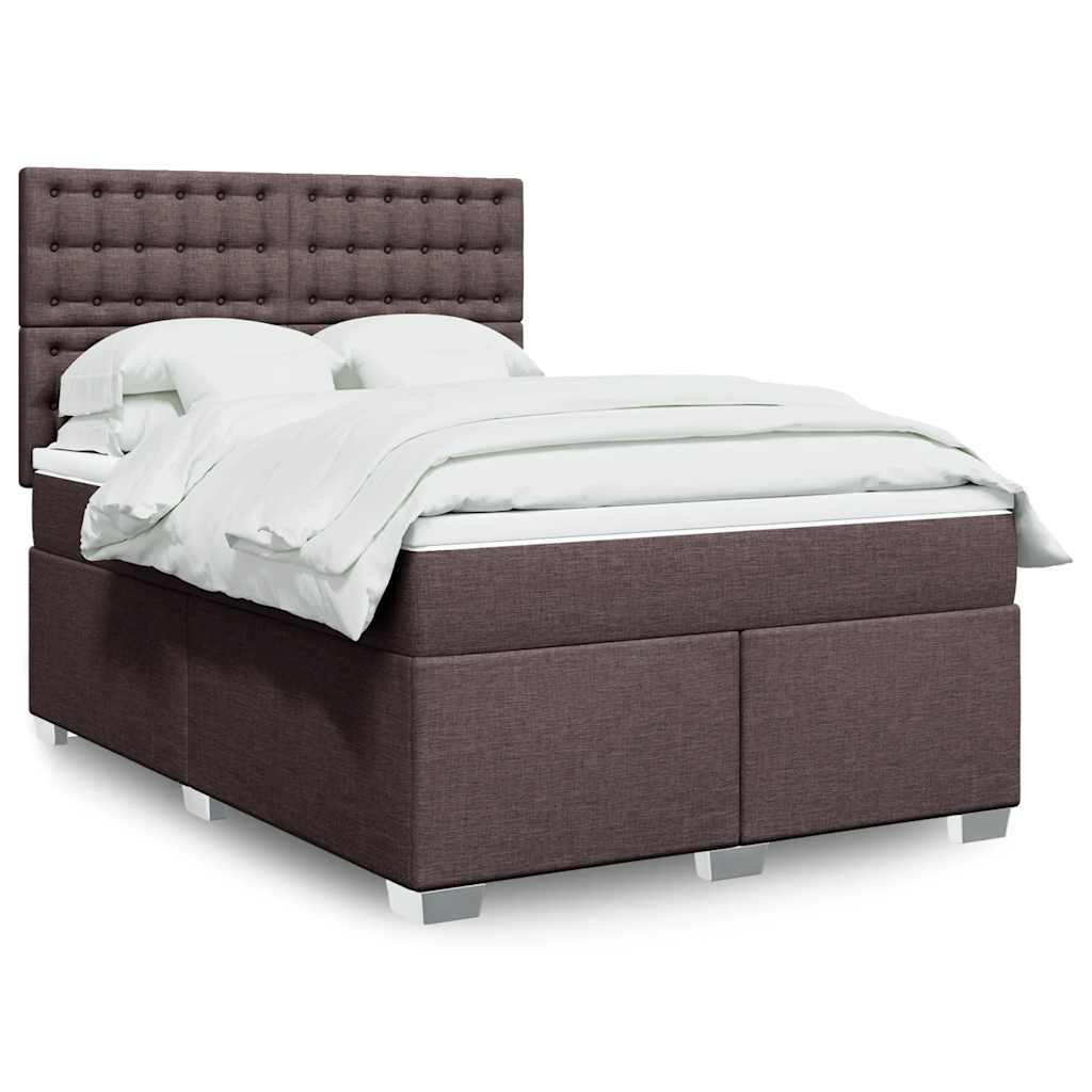 Box Spring Postel S Matrací Textil Tmavě Hnědá