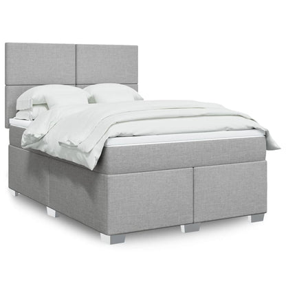 Box Spring Postel S Matrací Textil Světle Šedá