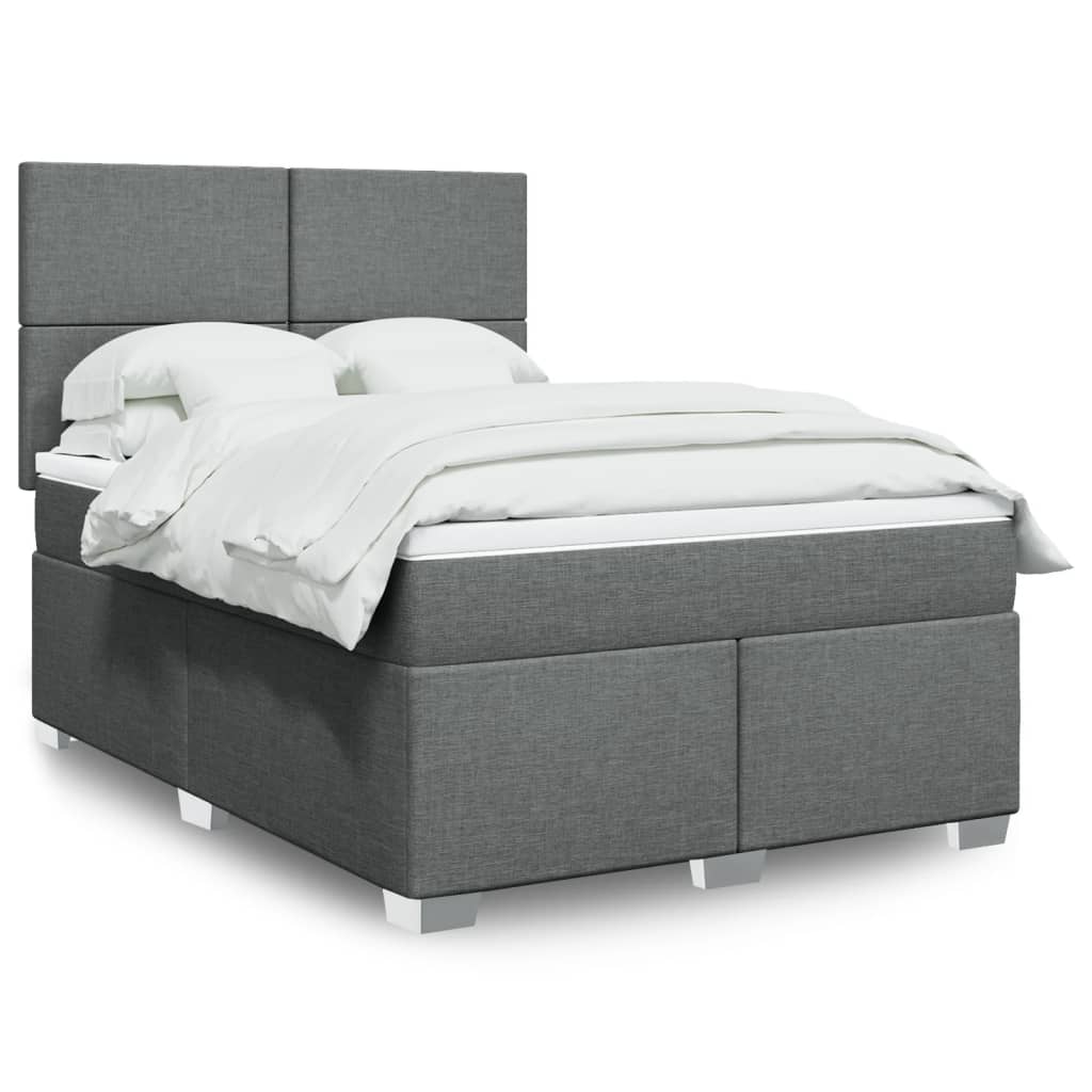 Box Spring Postel S Matrací Textil Tmavě Šedá