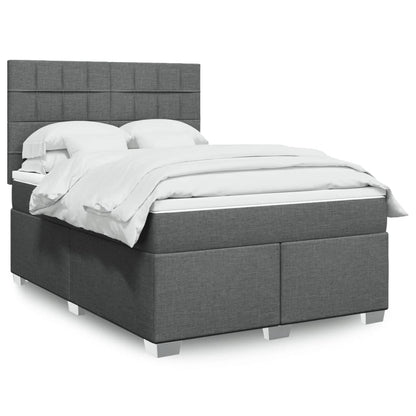 Box Spring Postel S Matrací Textil Tmavě Šedá
