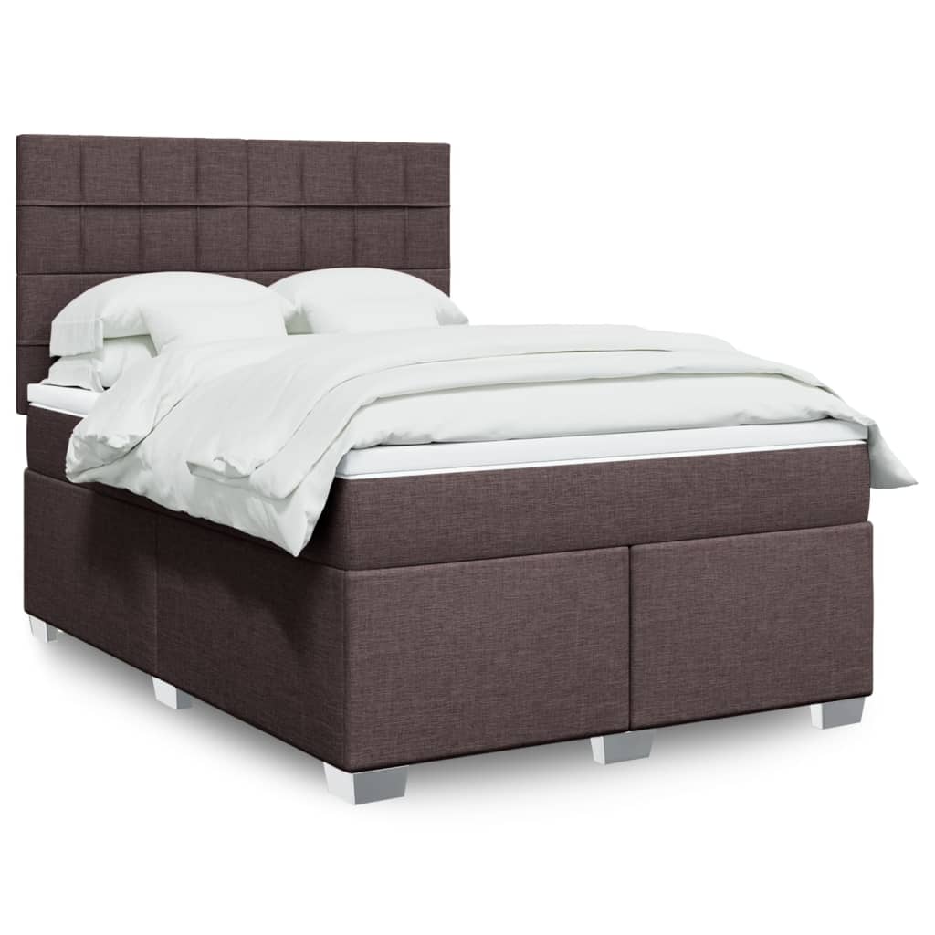 Box Spring Postel S Matrací Textil Tmavě Hnědá