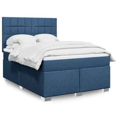 Box Spring Postel S Matrací Textil Modrá