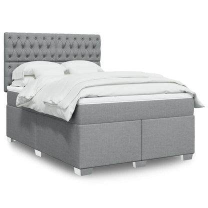 Box Spring Postel S Matrací Textil Světle Šedá