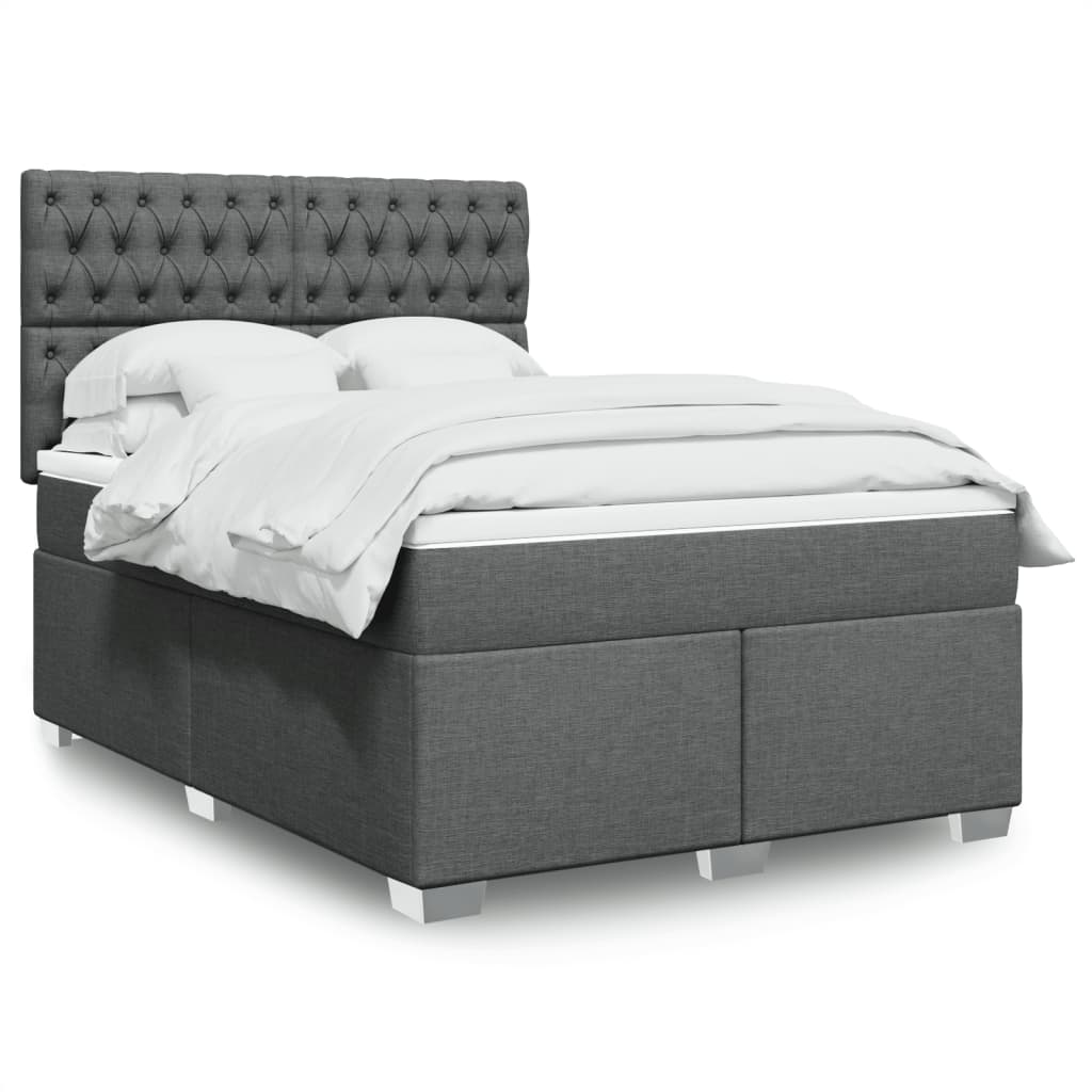 Box Spring Postel S Matrací Textil Tmavě Šedá