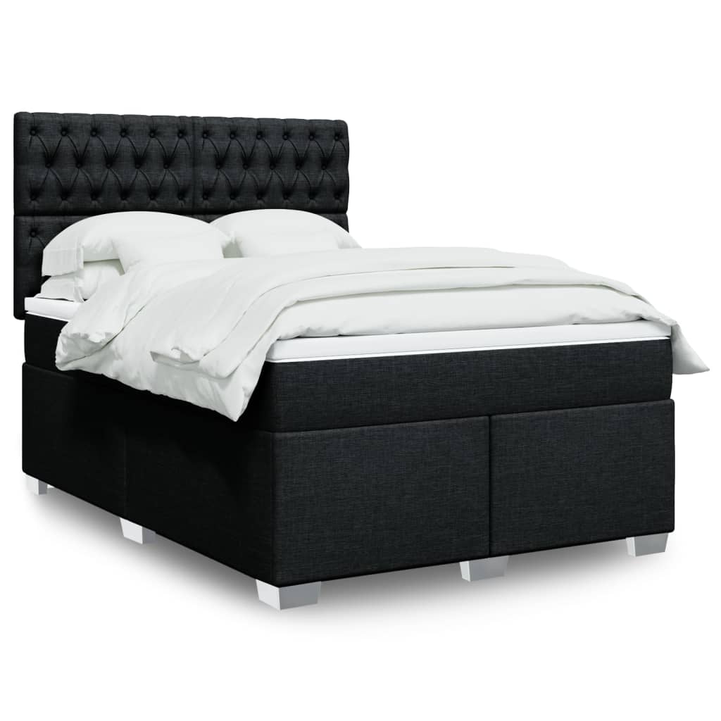 Box Spring Postel S Matrací Černá Textil Černá