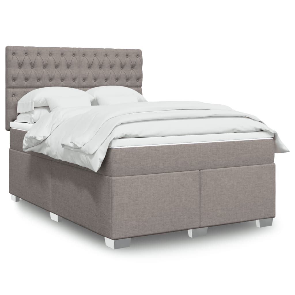 Box Spring Postel S Matrací Textil Taupe