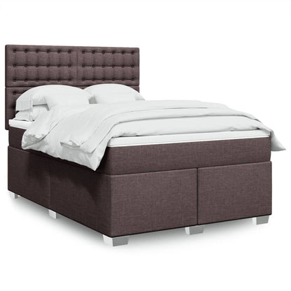 Box Spring Postel S Matrací Textil Tmavě Hnědá