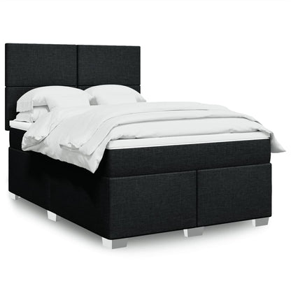 Box Spring Postel S Matrací Černá Textil Černá