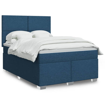 Box Spring Postel S Matrací Textil Modrá