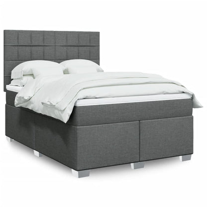 Box Spring Postel S Matrací Textil Tmavě Šedá