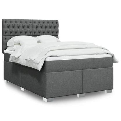 Box Spring Postel S Matrací Textil Tmavě Šedá