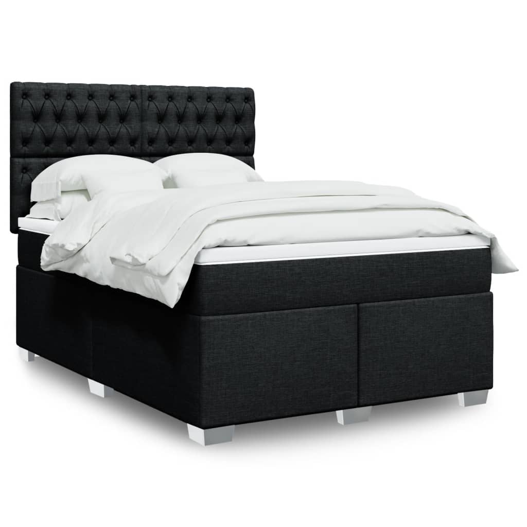 Box Spring Postel S Matrací Černá Textil Černá