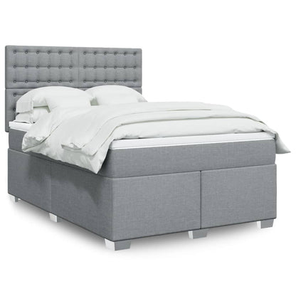 Box Spring Postel S Matrací Textil Světle Šedá