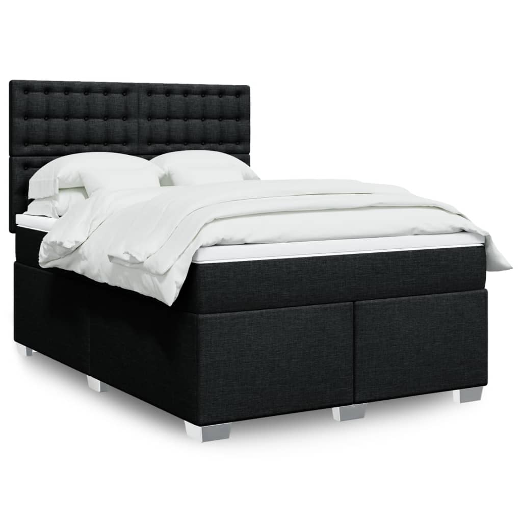 Box Spring Postel S Matrací Černá Textil Černá