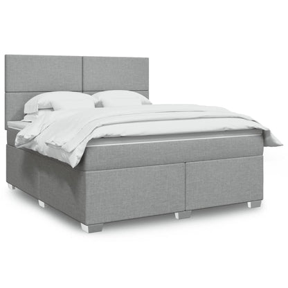 Box Spring Postel S Matrací Textil Světle Šedá