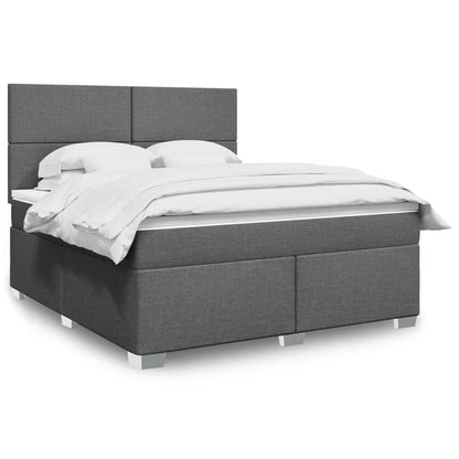 Box Spring Postel S Matrací Textil Tmavě Šedá