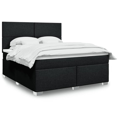 Box Spring Postel S Matrací Černá Textil Černá