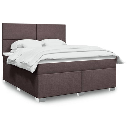 Box Spring Postel S Matrací Textil Tmavě Hnědá