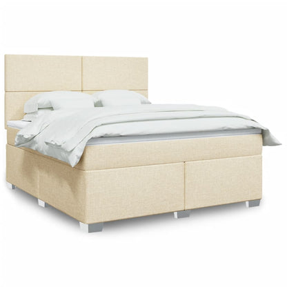 Box Spring Postel S Matrací Textil Krémová