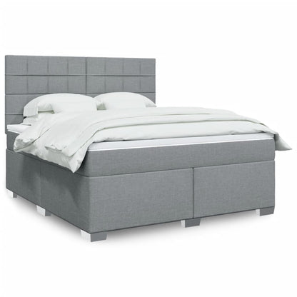 Box Spring Postel S Matrací Textil Světle Šedá