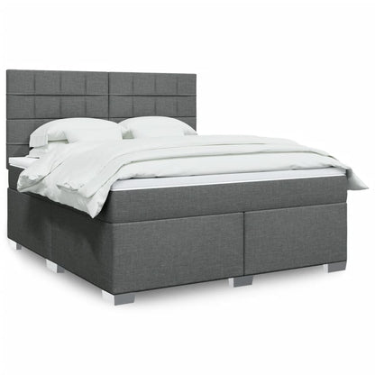 Box Spring Postel S Matrací Textil Tmavě Šedá